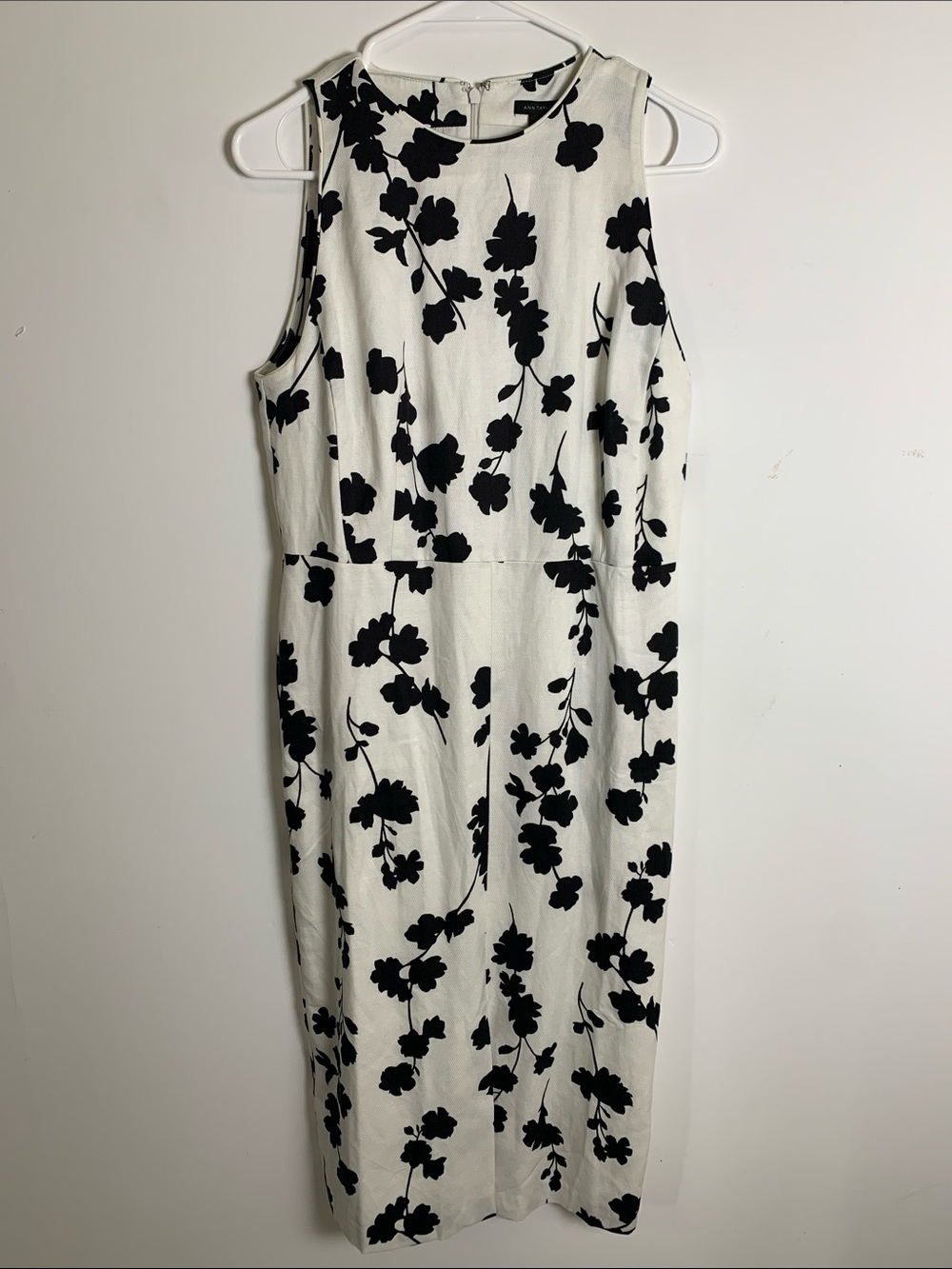 Ann Taylor Black & White Floral Midi Dress